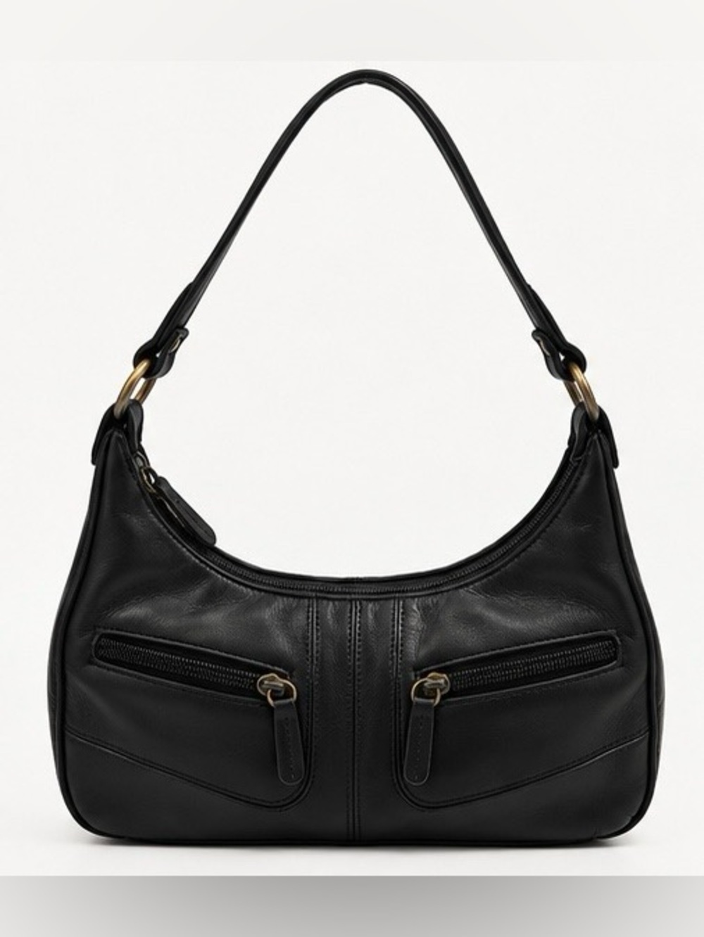 Vintage Fossil 1954 Black Leather Shoulder Bag